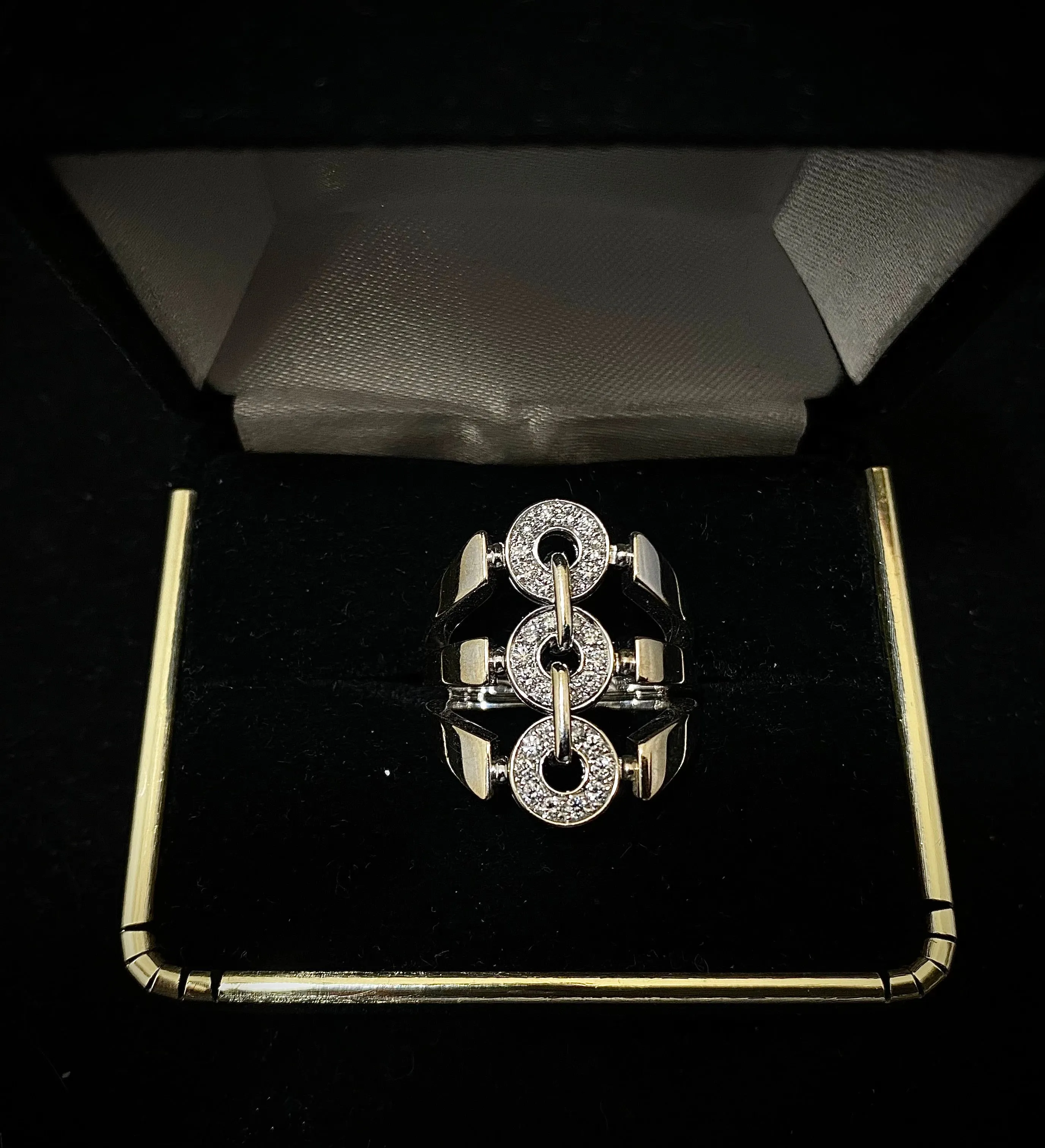 BVLGARI Vintage Design 18K White Gold Diamond Ring - $20K Appraisal Value w/CoA}