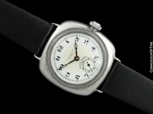 c. 1928 Rolex Oyster Rare Vintage Mens Sterling Silver Watch - Very Early Oyster