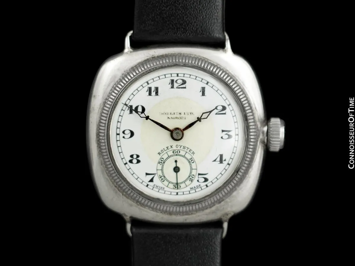 c. 1928 Rolex Oyster Rare Vintage Mens Sterling Silver Watch - Very Early Oyster