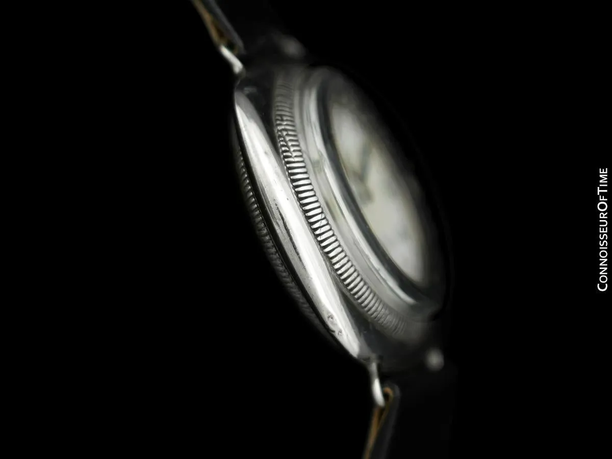 c. 1928 Rolex Oyster Rare Vintage Mens Sterling Silver Watch - Very Early Oyster