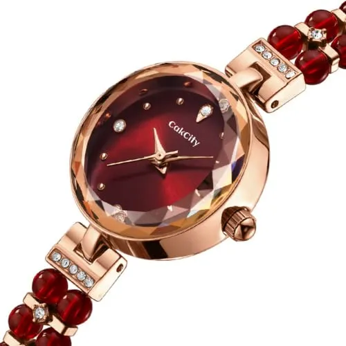 CakCity Ladies Watches for Women Watch Bracelet Ladies Wrist Watch Elegant Dress Quartz Wrist Watch Vintage Red Watch for Women Mini Small Face Watch with Gift Box,23mm