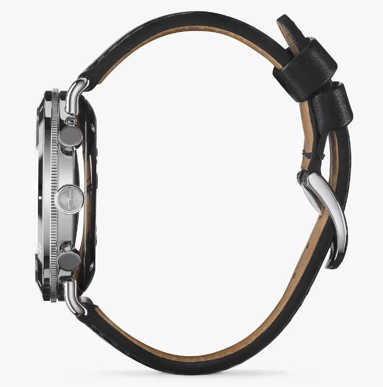 Canfield Sport Watch - 45mm Black / Black Leather Strap