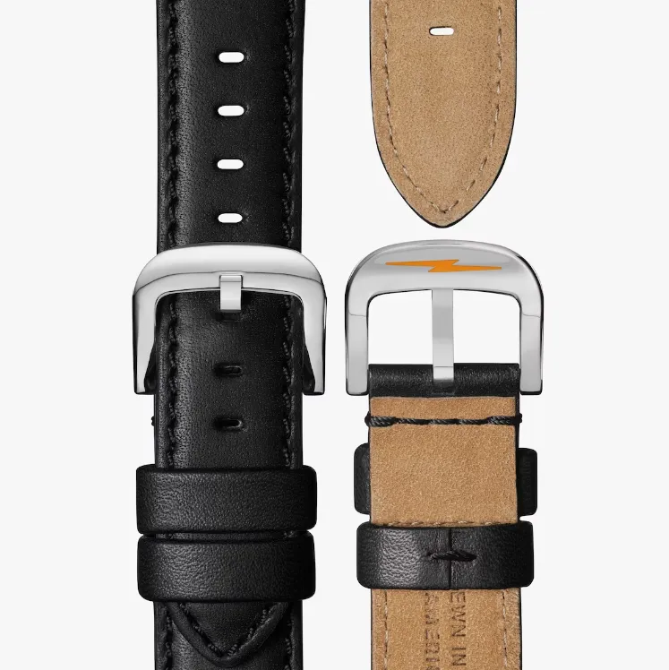 Canfield Sport Watch - 45mm Black / Black Leather Strap