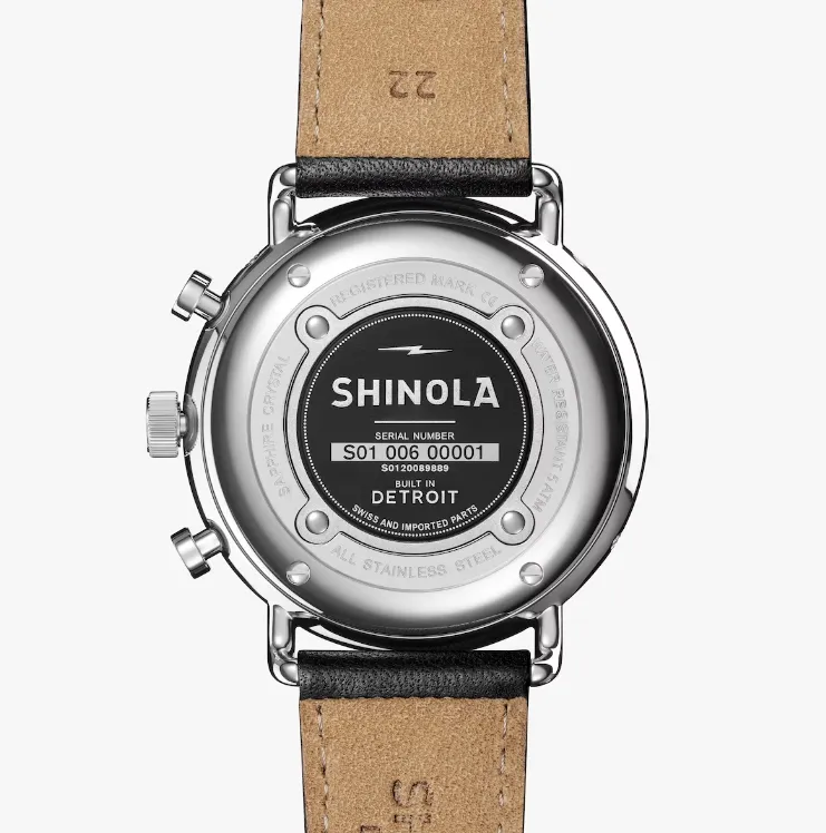 Canfield Sport Watch - 45mm Black / Black Leather Strap
