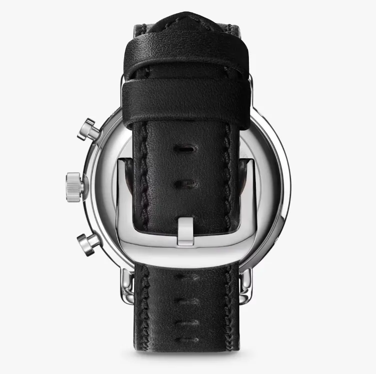 Canfield Sport Watch - 45mm Black / Black Leather Strap