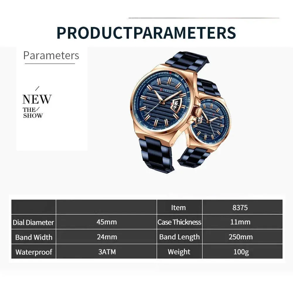 Casual Brand Watches Mens Quartz Stainless Steel Band Wristwatches for Male Clock Trendy Business