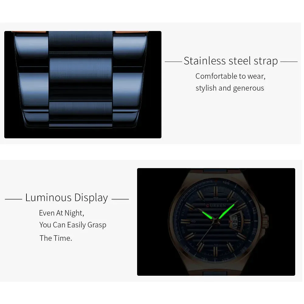 Casual Brand Watches Mens Quartz Stainless Steel Band Wristwatches for Male Clock Trendy Business