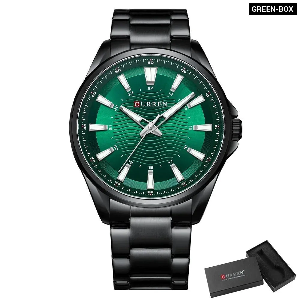 Casual Business Quartz Watches for Man Stainless Steel Band Black Wristwatches with 44 Mm Dial Luminous Hands