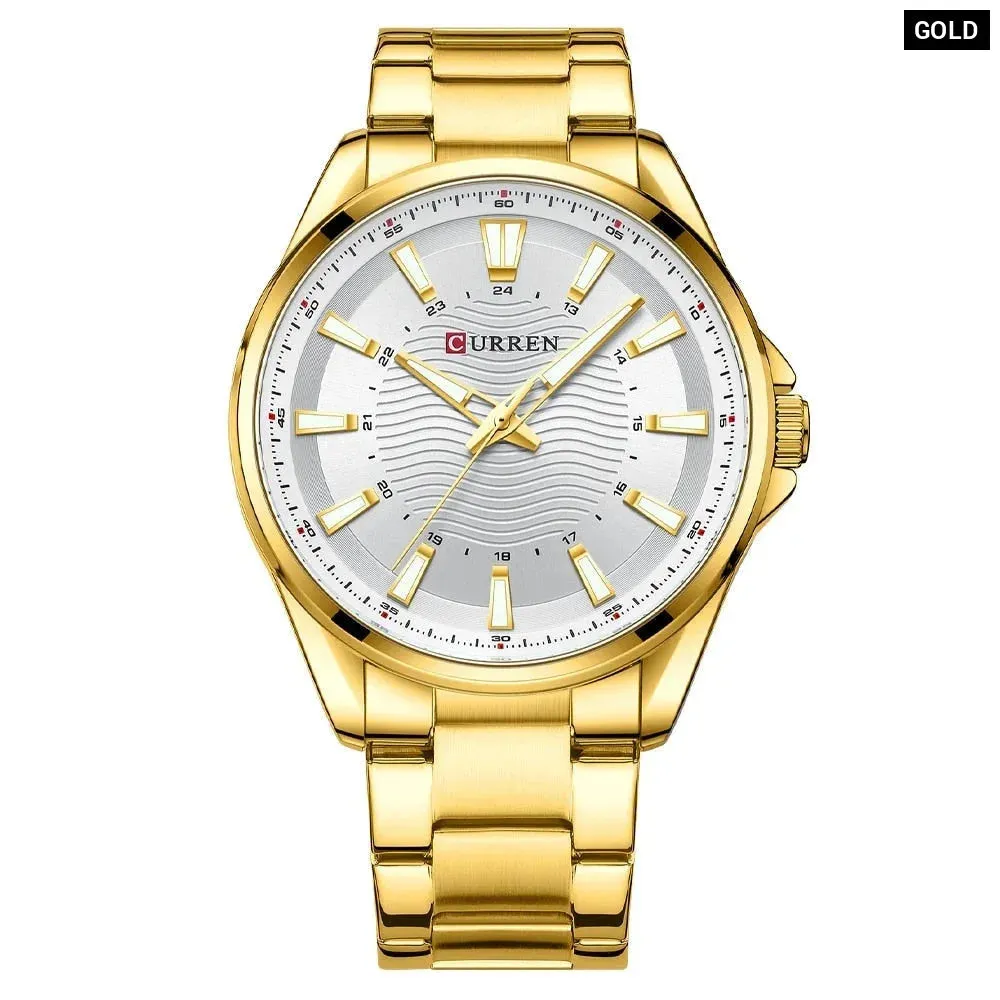 Casual Business Quartz Watches for Man Stainless Steel Band Black Wristwatches with 44 Mm Dial Luminous Hands