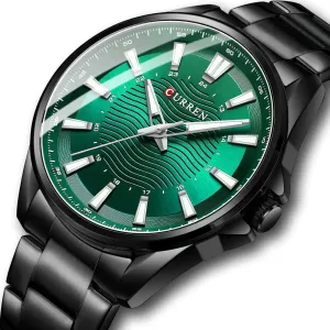 Casual Business Quartz Watches for Man Stainless Steel Band Black Wristwatches with 44 Mm Dial Luminous Hands