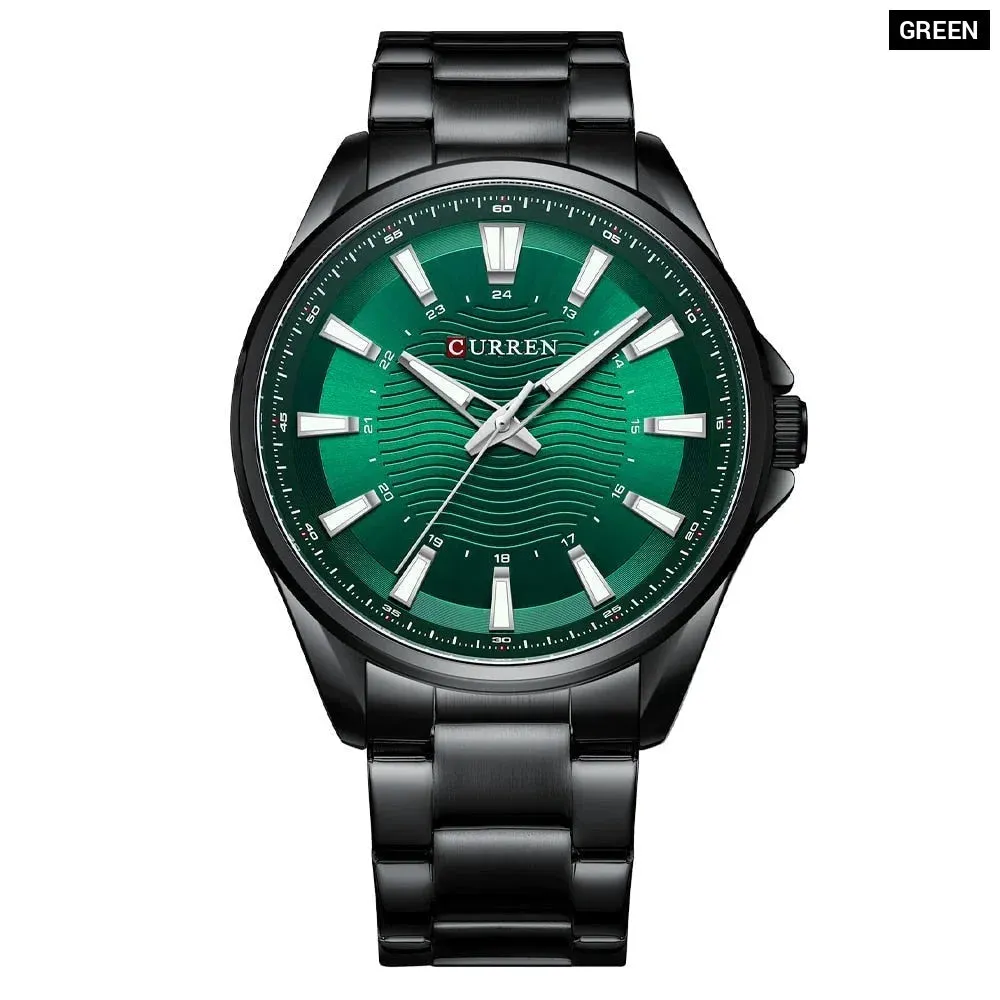 Casual Business Quartz Watches for Man Stainless Steel Band Black Wristwatches with 44 Mm Dial Luminous Hands