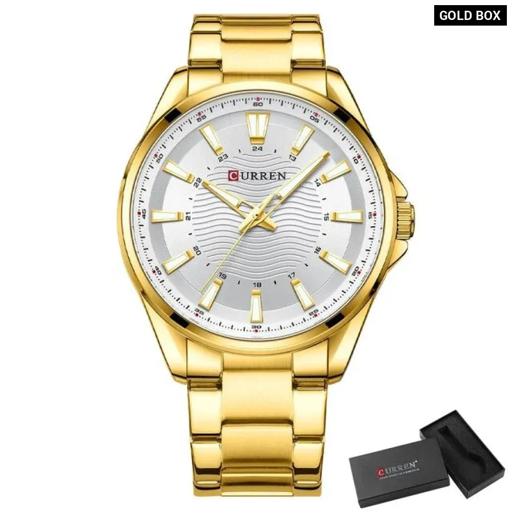 Casual Business Quartz Watches for Man Stainless Steel Band Black Wristwatches with 44 Mm Dial Luminous Hands