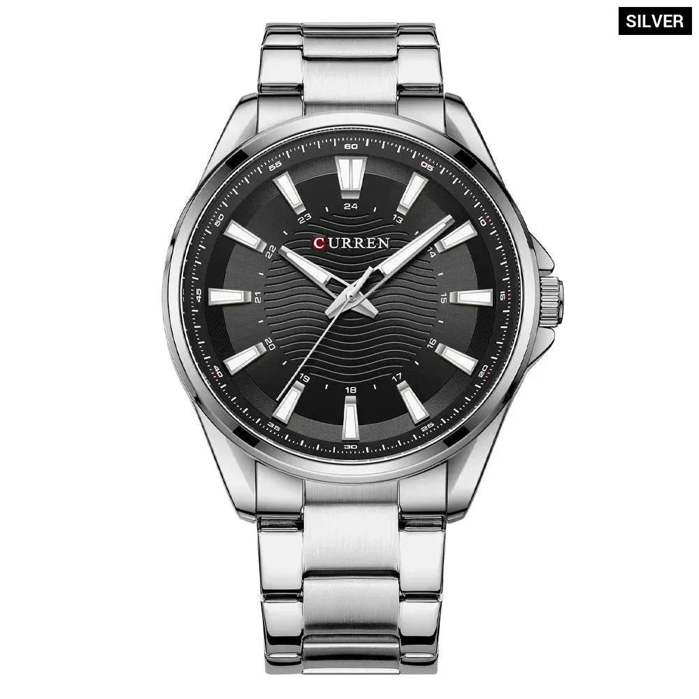 Casual Business Quartz Watches for Man Stainless Steel Band Black Wristwatches with 44 Mm Dial Luminous Hands