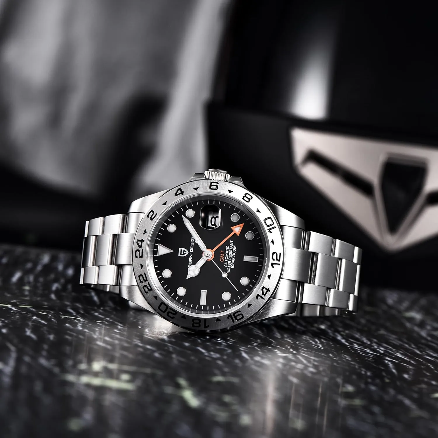 CEYADG Pagani Design Watches for Men Automatic Mechanical GMT 42mm Sport Waterproof Stainless Steel Sapphire Glass Wrist Watch