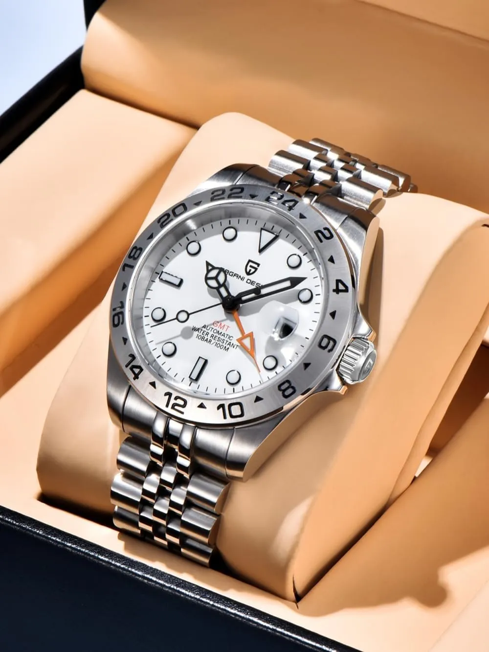 CEYADG Pagani Design Watches for Men Automatic Mechanical GMT 42mm Sport Waterproof Stainless Steel Sapphire Glass Wrist Watch