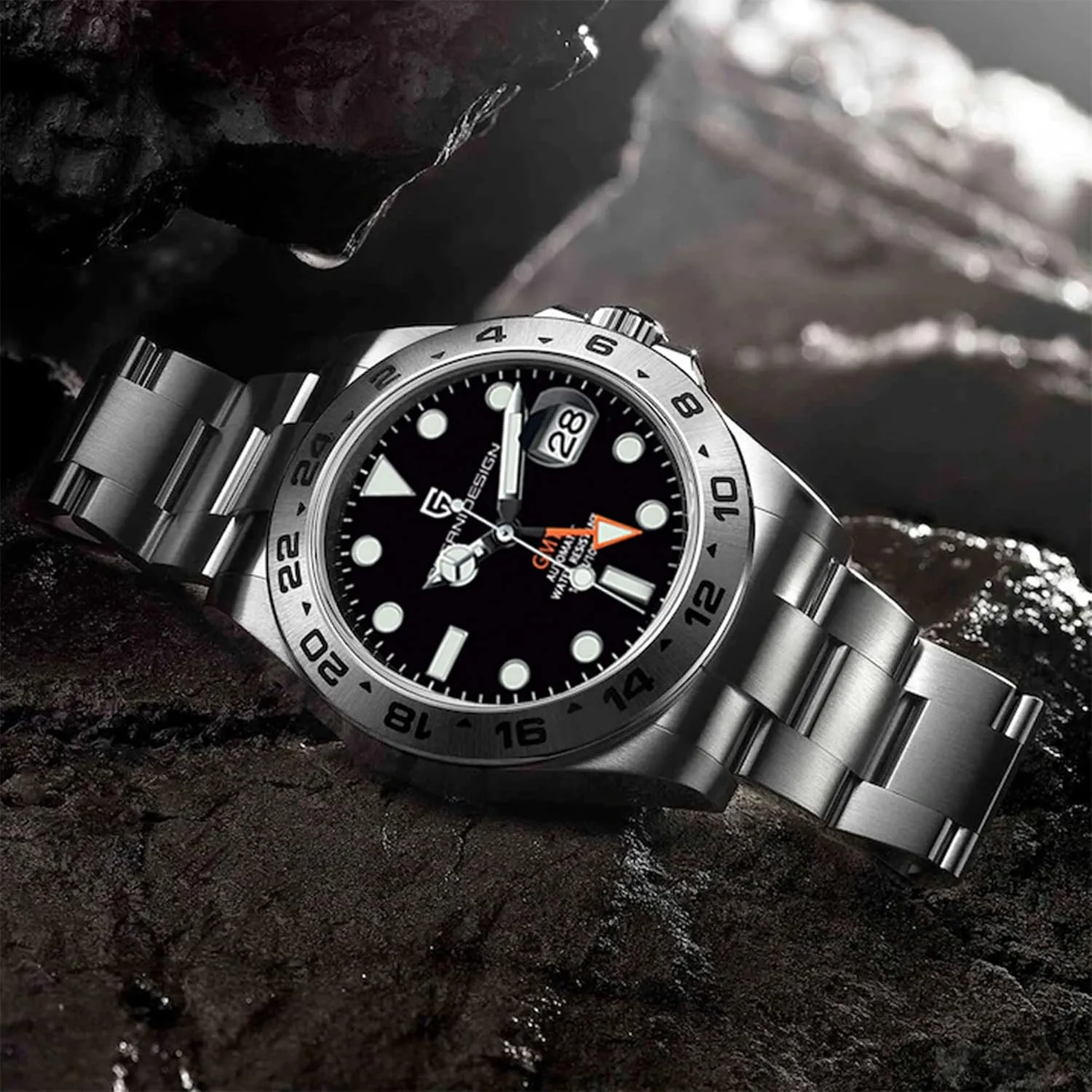 CEYADG Pagani Design Watches for Men Automatic Mechanical GMT 42mm Sport Waterproof Stainless Steel Sapphire Glass Wrist Watch