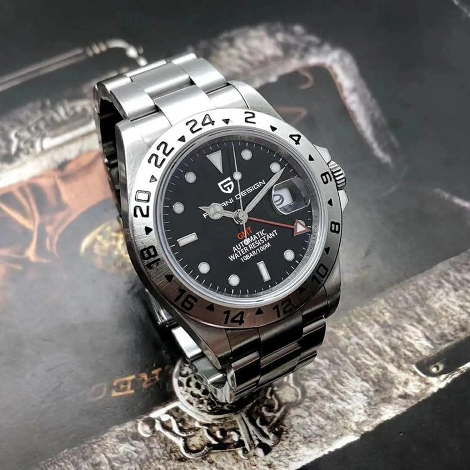 CEYADG Pagani Design Watches for Men Automatic Mechanical GMT 42mm Sport Waterproof Stainless Steel Sapphire Glass Wrist Watch