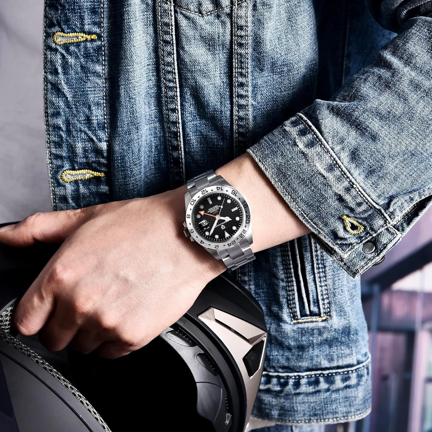 CEYADG Pagani Design Watches for Men Automatic Mechanical GMT 42mm Sport Waterproof Stainless Steel Sapphire Glass Wrist Watch