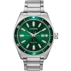 Citizen Eco-Drive Mens Vintage Sport Green Dial Watch