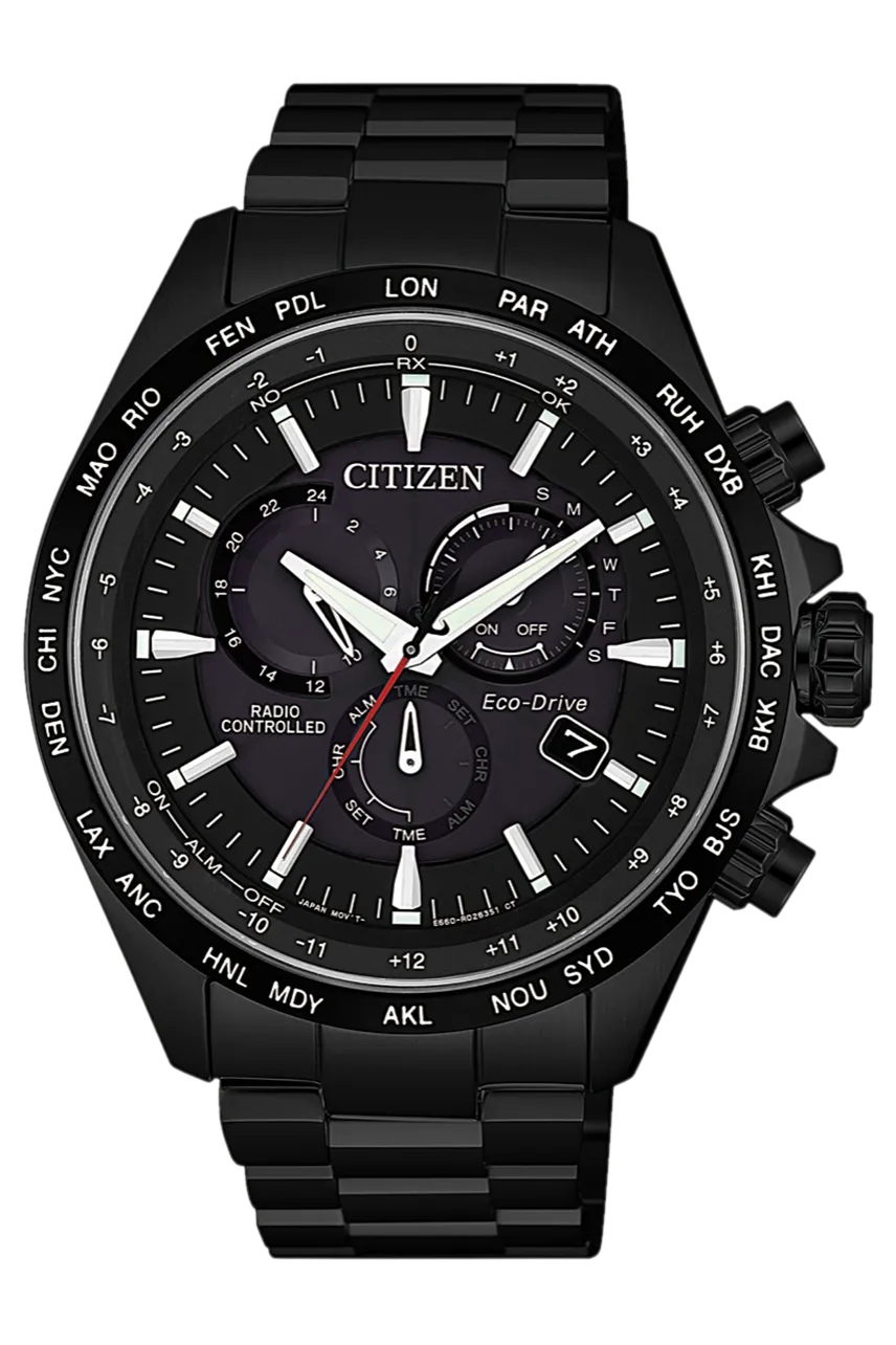Citizen Radio Controlled Black on Black Eco-Drive Watch CB5835-83E