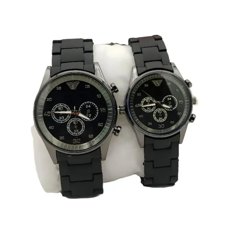 Couple Watch Black Color Rubber Chain Watch Premium Quality