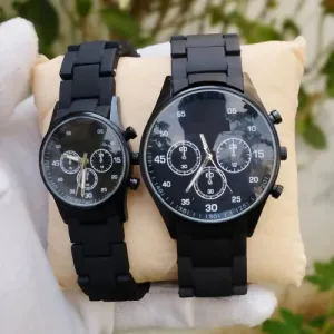 Couple Watch Black Color Rubber Chain Watch Premium Quality