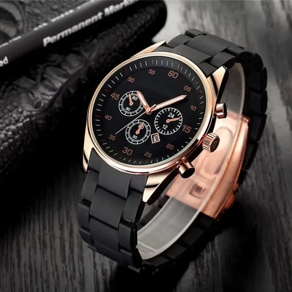 Couple Watch Black Color Rubber Chain Watch Premium Quality