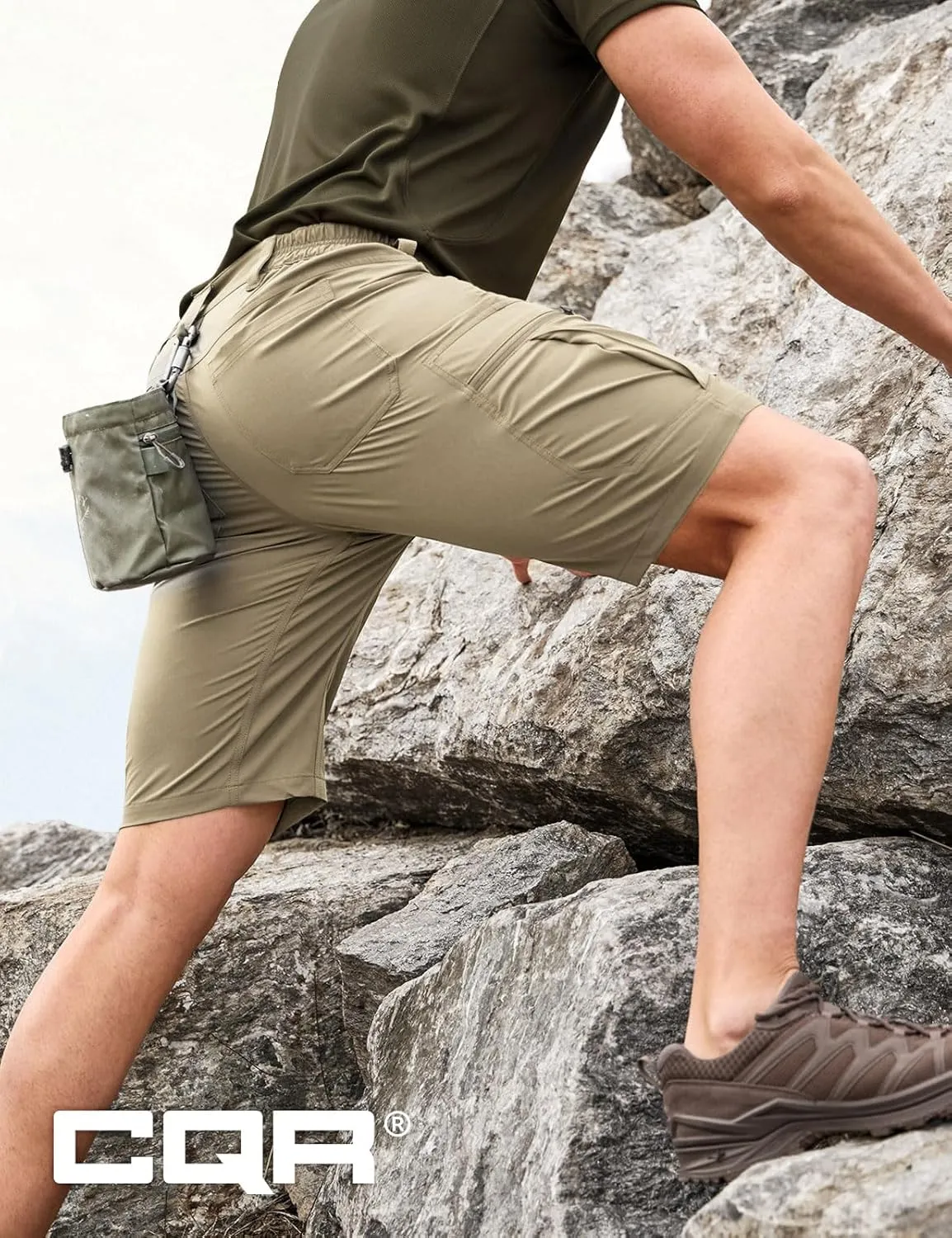 CQR Men's Quick Dry Stretch Hiking Cargo Shorts, Lightweight Water Resistant Tactical Casual, Golf & Outdoor with Pockets