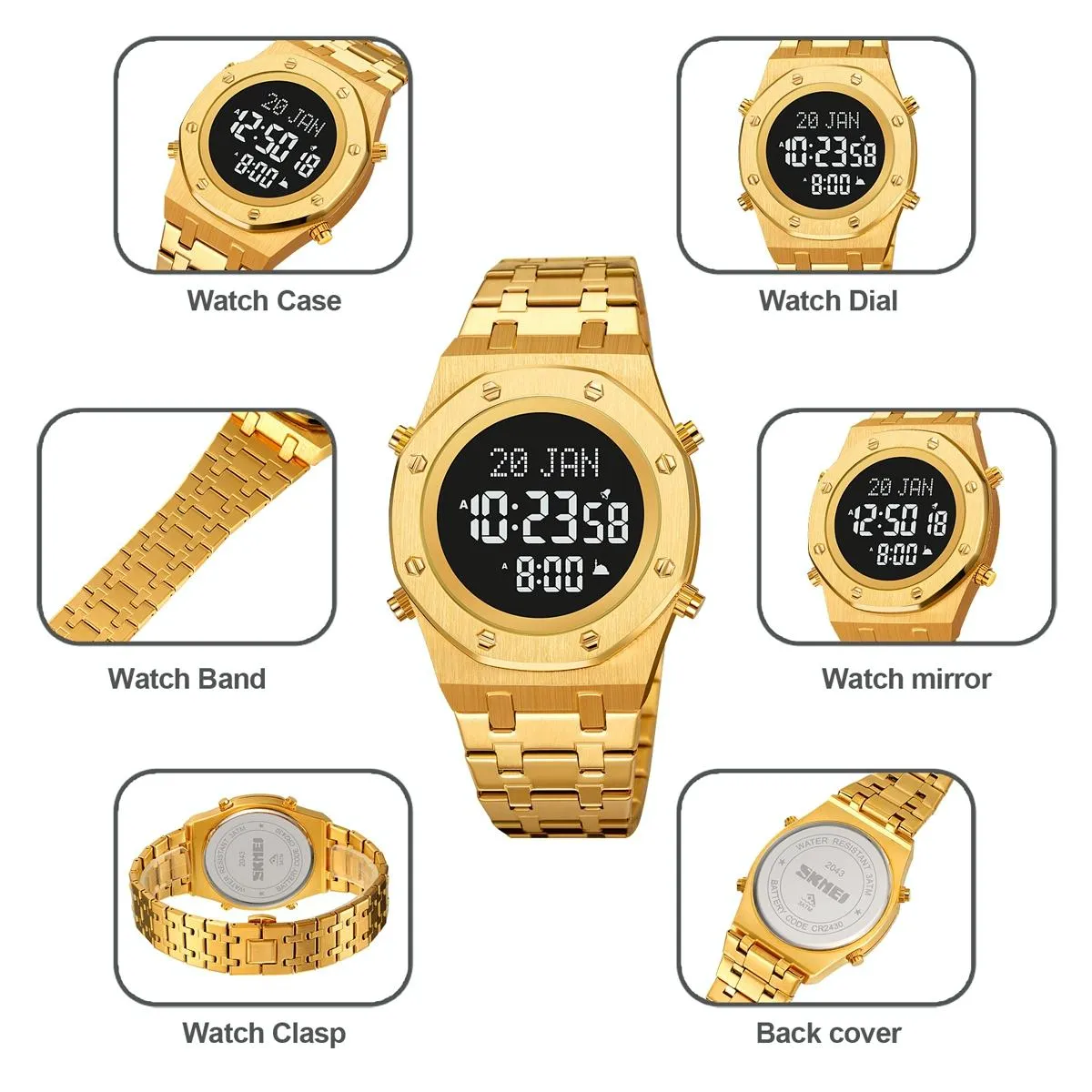 Digital Wrist Watch for Muslim Worships - Multifunctional