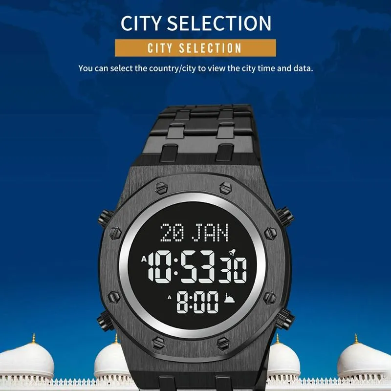 Digital Wrist Watch for Muslim Worships - Multifunctional