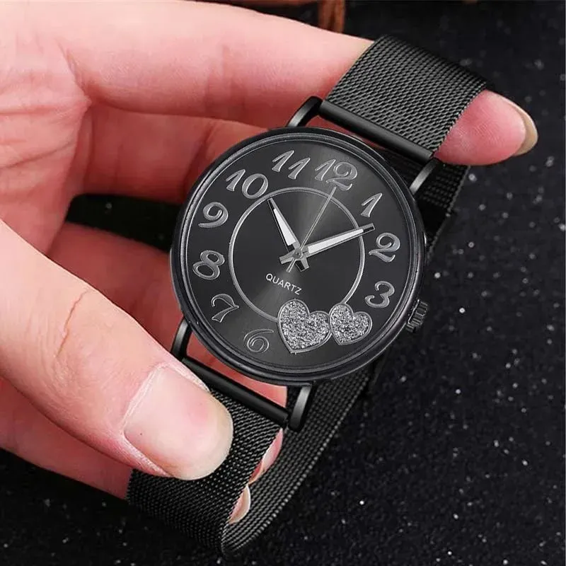 Elegant Rose Gold Heart Dial Watch for Women Waterproof Luxury
