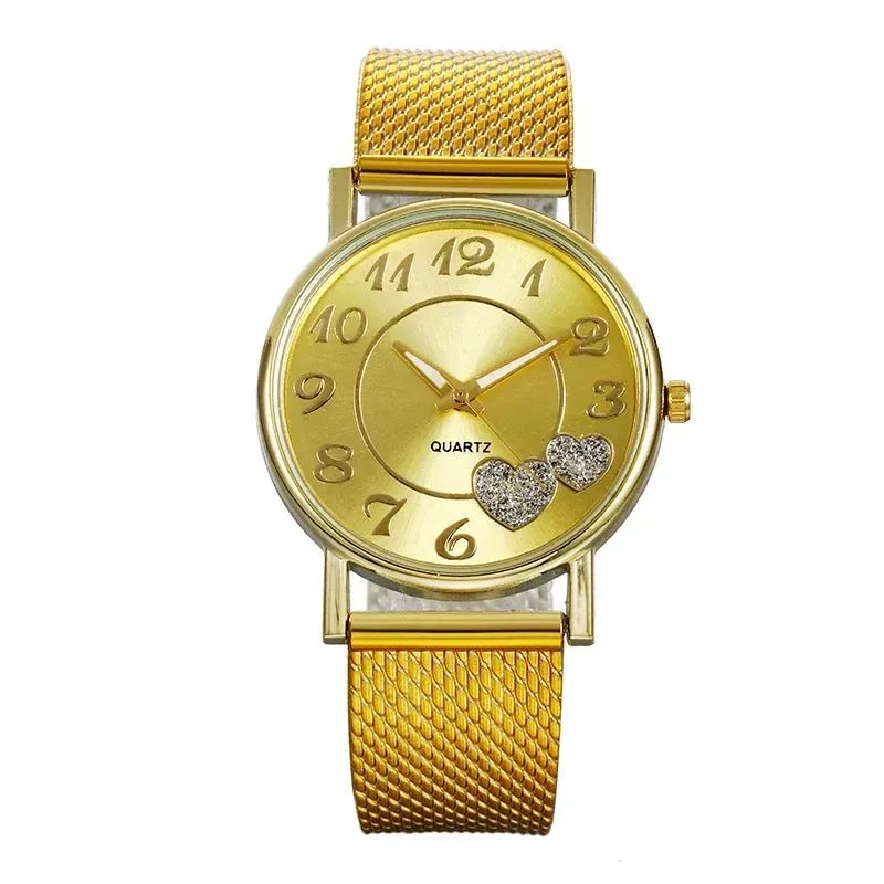 Elegant Rose Gold Heart Dial Watch for Women Waterproof Luxury