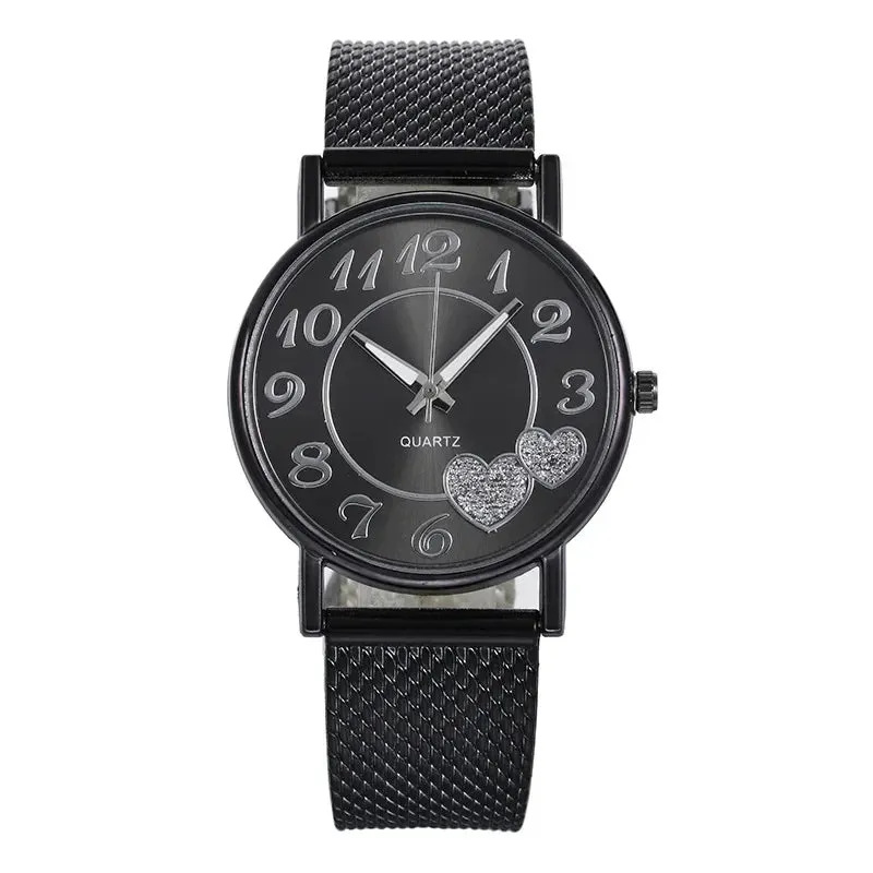 Elegant Rose Gold Heart Dial Watch for Women Waterproof Luxury