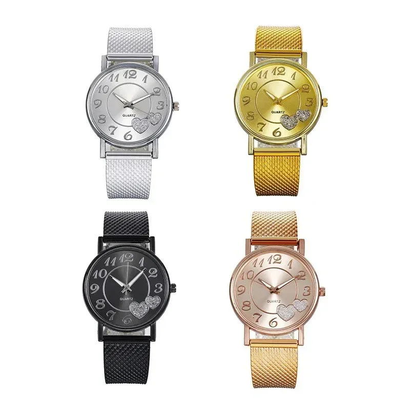 Elegant Rose Gold Heart Dial Watch for Women Waterproof Luxury