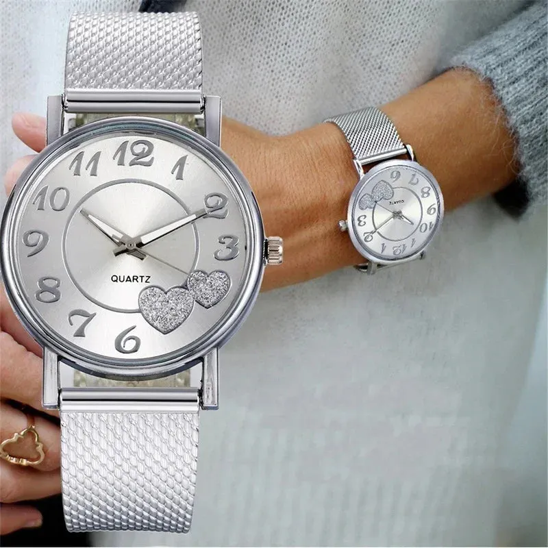 Elegant Rose Gold Heart Dial Watch for Women Waterproof Luxury