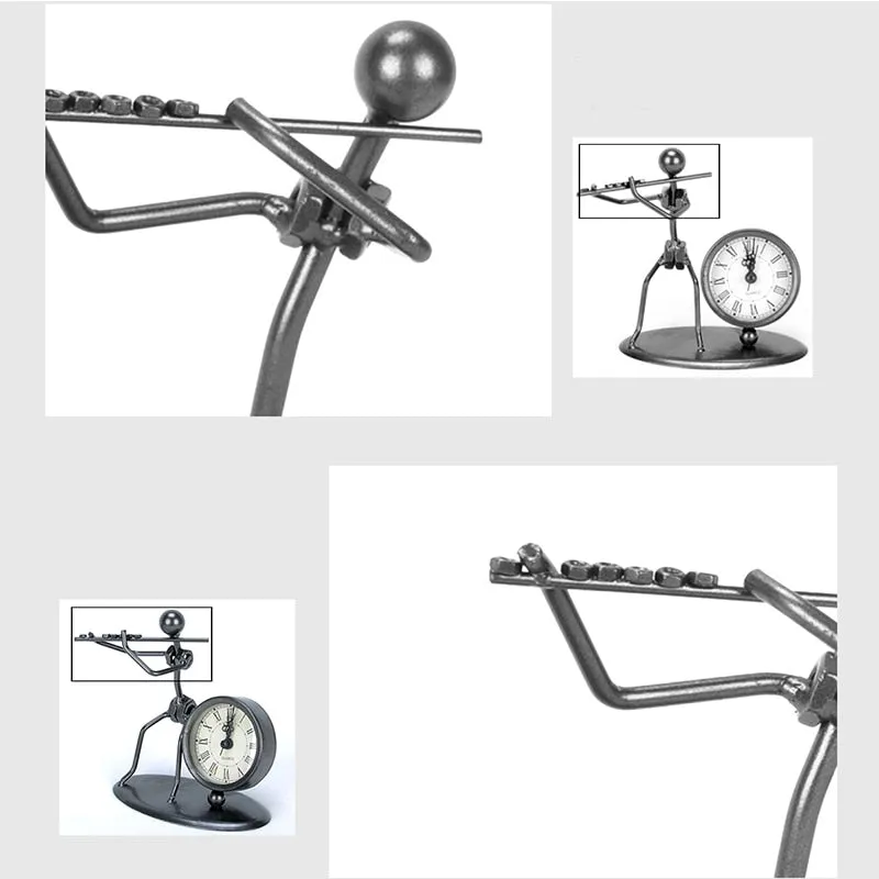 European Antique Iron Clock Room Vintage Clock Table Clock Retro Roman Digital Clock Instrumental Performance Desktop Ornaments