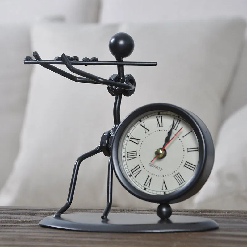 European Antique Iron Clock Room Vintage Clock Table Clock Retro Roman Digital Clock Instrumental Performance Desktop Ornaments