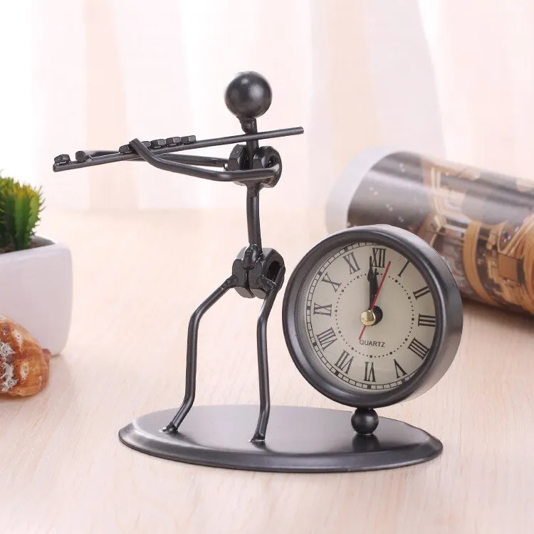 European Antique Iron Clock Room Vintage Clock Table Clock Retro Roman Digital Clock Instrumental Performance Desktop Ornaments