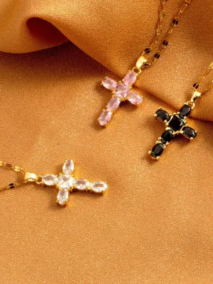 Exquisite Gift Box Pack Lucky Cross Copper-Zirconia Women's Fashion Pendant Style