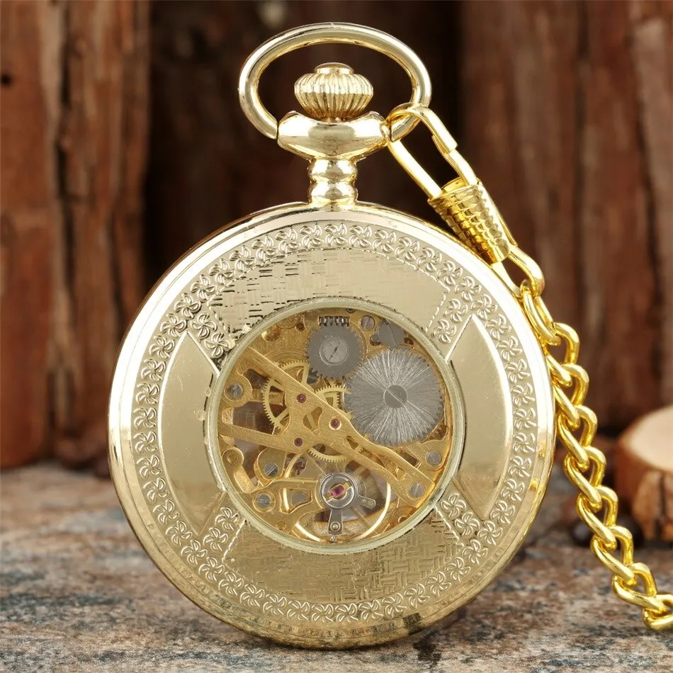 Exquisite Male Retro Clock with Chain / Antique Mechanical Pocket Watch of Three Colors