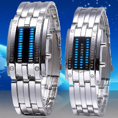 Fashion Unisex Black Dial Metal Band Quartz Analog Water Resistant Sport Wrist Watch
