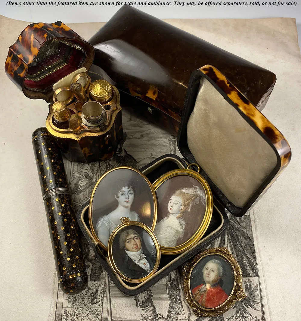 Fine Antique French Jewelry or Watch Box, Etui, Case in Stunning Tortoise Shell