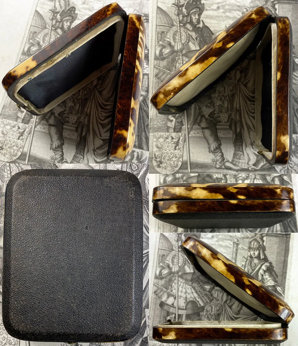 Fine Antique French Jewelry or Watch Box, Etui, Case in Stunning Tortoise Shell