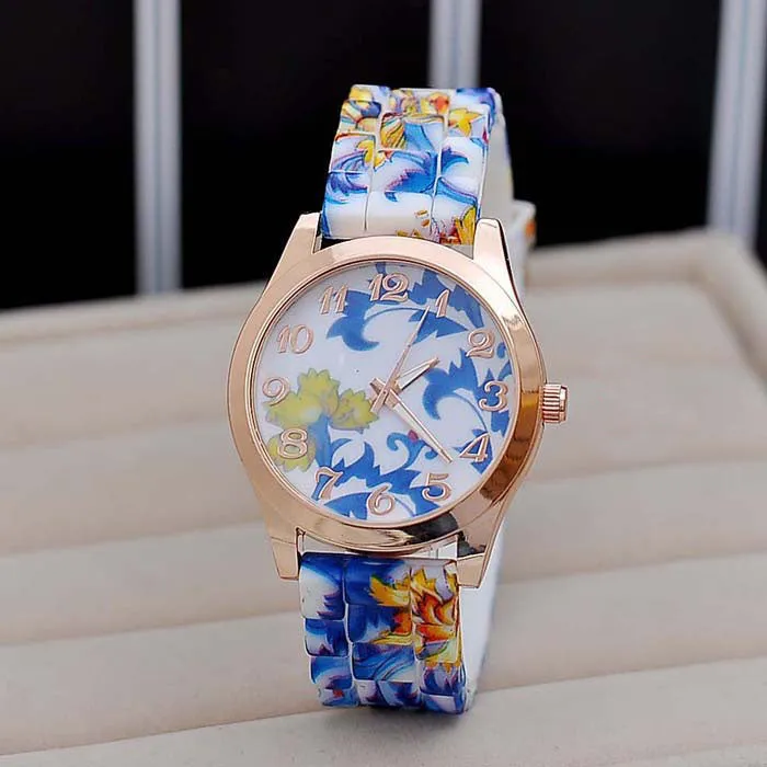 Flower Print Silicone Floral Jelly Dress Watches
