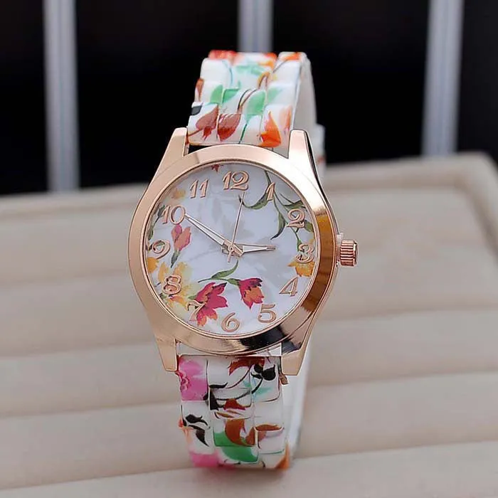 Flower Print Silicone Floral Jelly Dress Watches