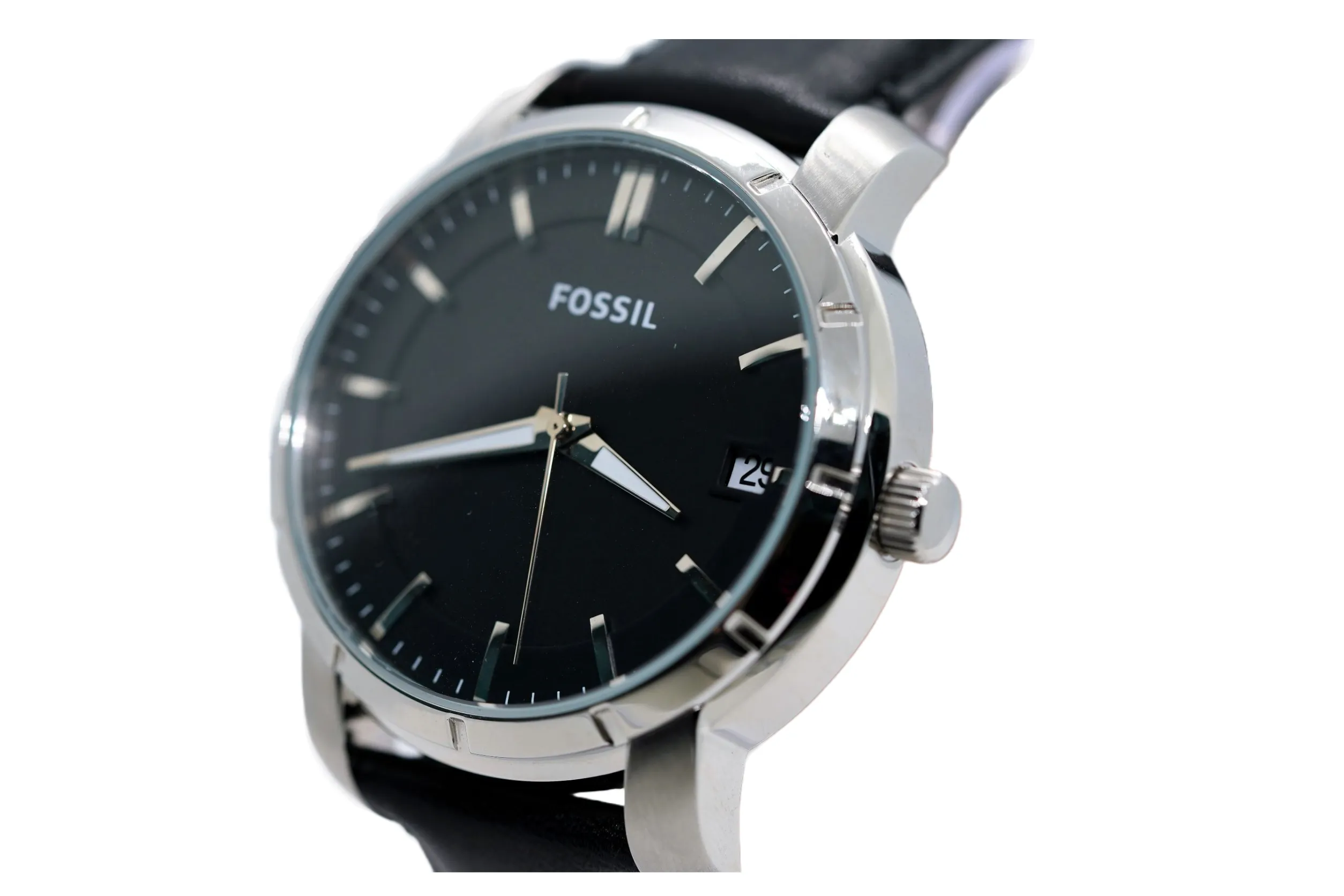Fossil Black Dial Leather Strap Automatic Men's Watch BQ1274