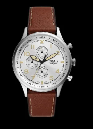 Fossil Retro Pilot Chronograph Brown Leather Men's Watch FS5809