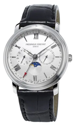 Frederique Constant Persuasion Classics Business Timer Moonphase Day/Date Black Leather Mens Watch FC-270SW4P6