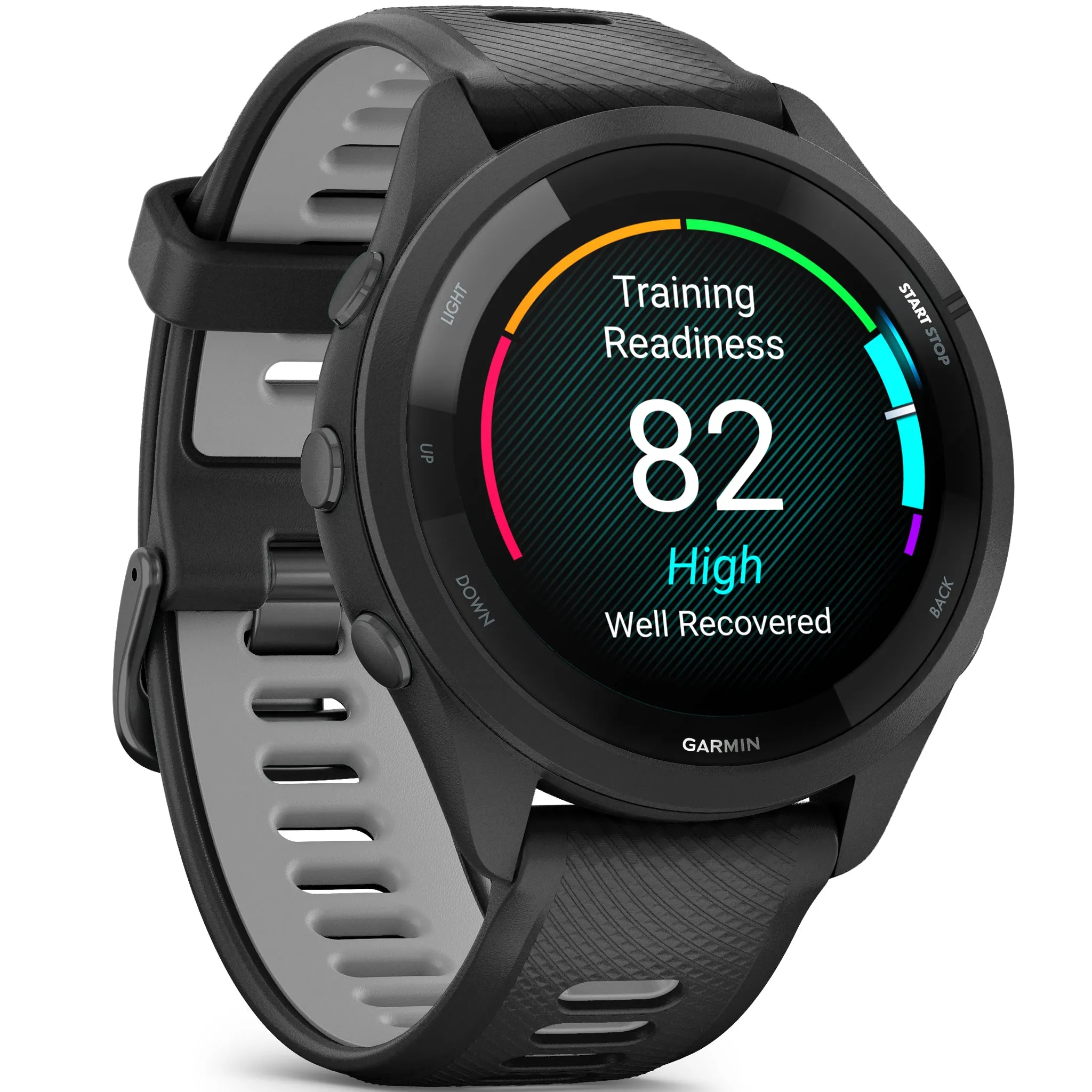 Garmin Forerunner 265 Black Bezel and Case with Black Powder Gray - Silicone Band