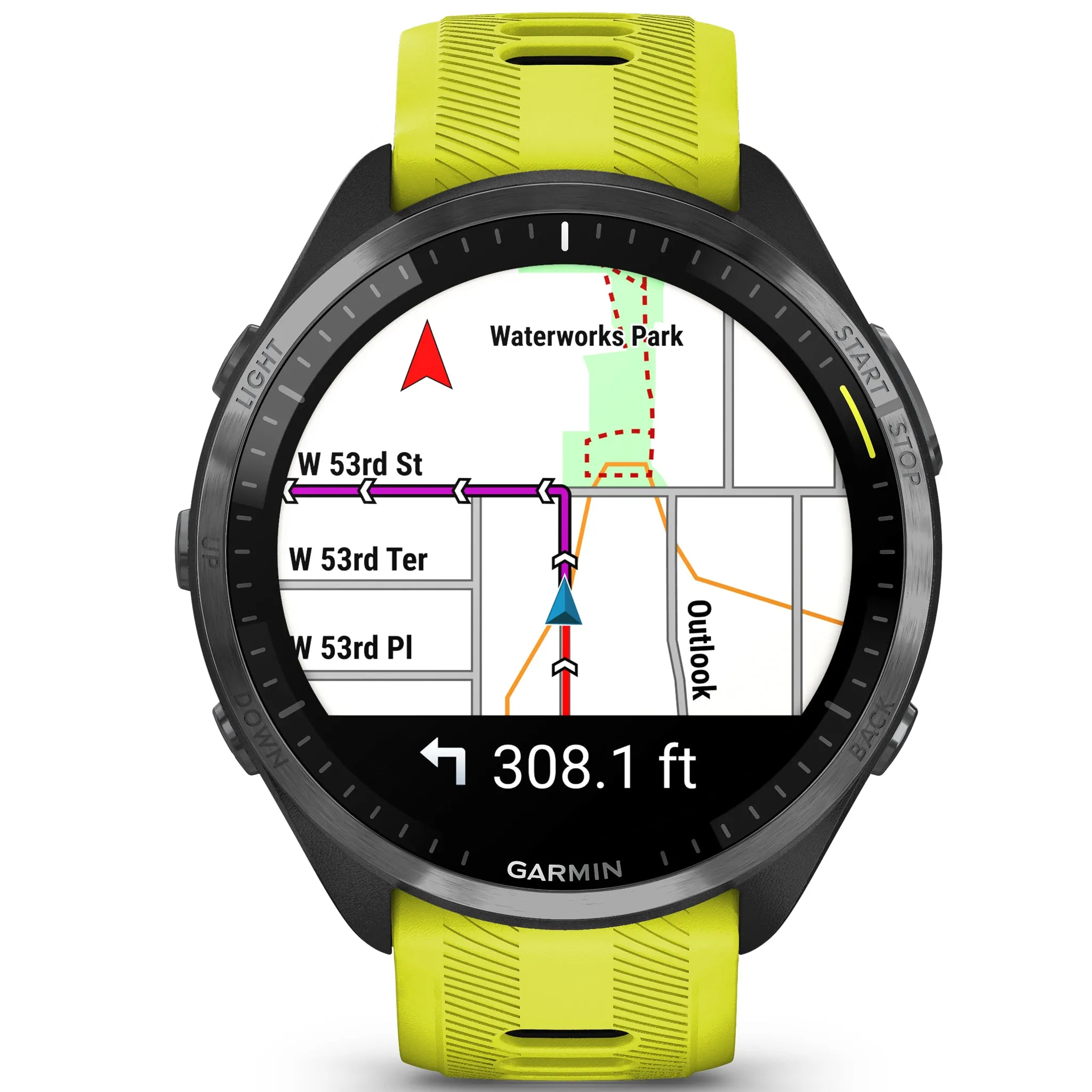 Garmin Forerunner 965 Carbon Grey DLC Titanium Bezel with Black Case and Amp Yellow/Black Silicone